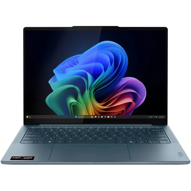 Lenovo Yoga Slim 7 14AKP10 cu procesor AMD Ryzen™ AI 7 350 pana la 5.0GHz, 14" WUXGA, OLED, 16GB LPDDR5x RAM, 1TB SSD, AMD Radeon™ 860M Graphics, Windows® 11 Home, Tidal Teal, 3y on-site Premium Care