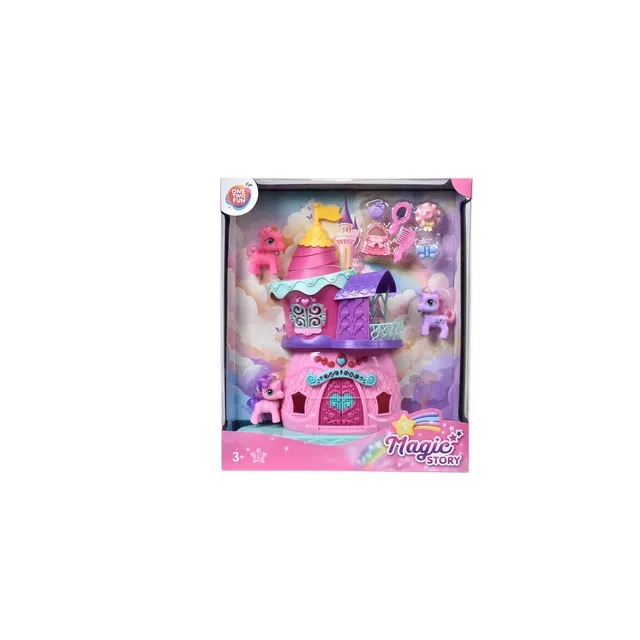 Jucarie set castelul poneilor One Two Fun, 10 piese