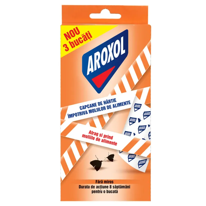Capcane de hartie Aroxol impotriva moliilor alimentare, 3 bucati