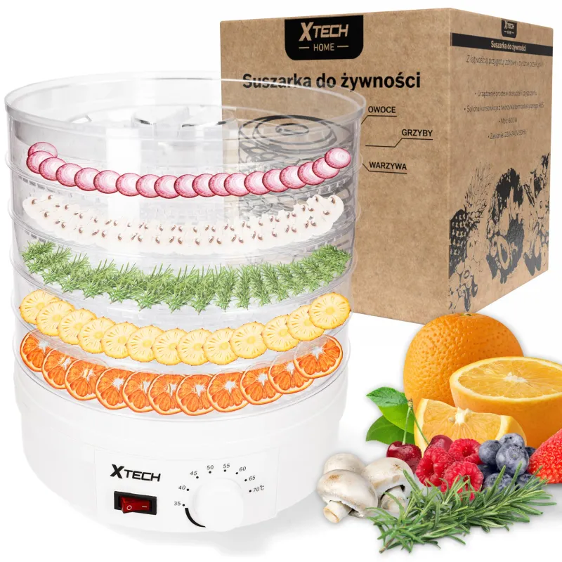 Uscator de alimente pentru ciuperci, fructe, legume, ierburi, alimente, 5 nivele, 600 W