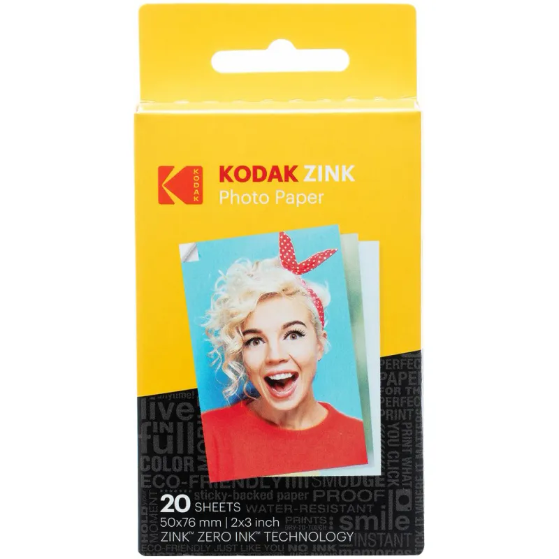 Hartie Foto Kodak ZINK 2x3 inch, Pachet 20 buc, pentru Kodak Printomatic