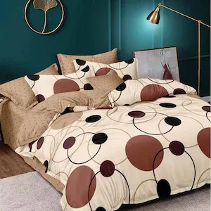 Lenjerie de pat dubla din bumbac gros finet 2 persoane, 6 piese color JK50