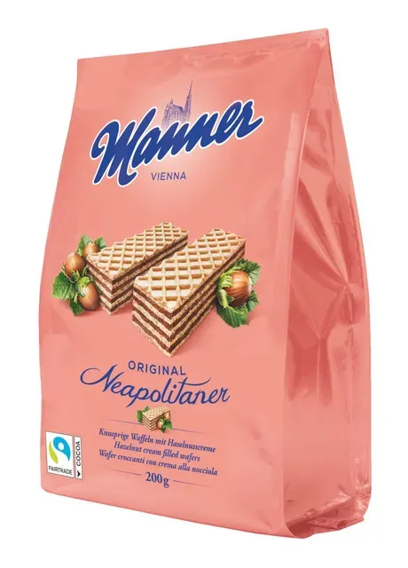 Napolitane cu crema cu alune de padure Manner, 200 g