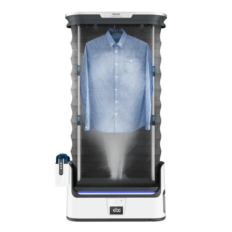 Aparat vertical automat cu aburi, de netezire a cutelor, igienizare si improspatare, Tefal Care For You YT4050E1, 1800W, abur variabil 65 g/min, 2L, detector rezervor gol, sistem anticalcar incorporat, ultra silentios, alb/ gri