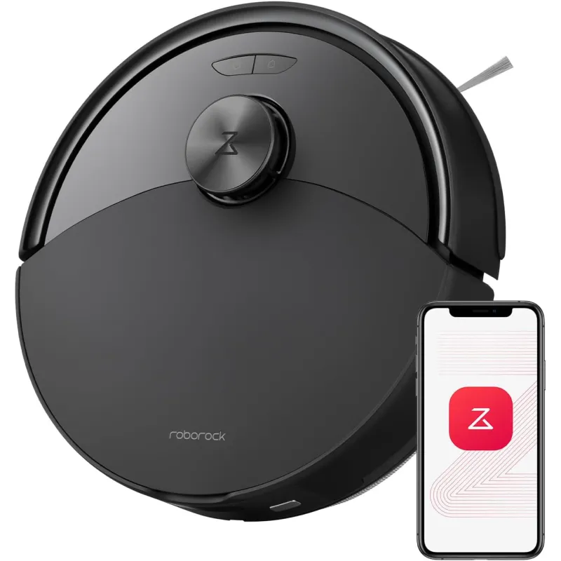 Robot de aspirare Roborock Q10 S5, Aspiratie HyperForce 10000Pa, Sistem dual anti-incurcare, Mop cu ridicare automata, Evitarea obstacolelor ReactiveTech, Control prin APP, Pentru par de animale si covoare, Negru