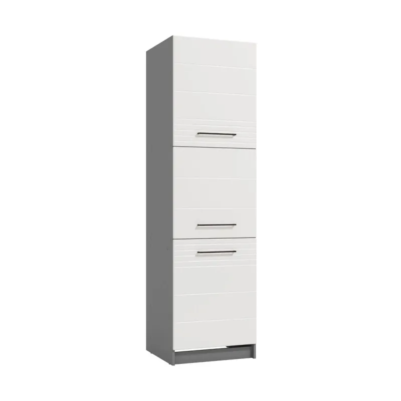 Dulap bucatarie Petra, gri grafit + folie lucioasa alba, 3 usi, 60 x 58 x 215 cm, 2C | Dedeman