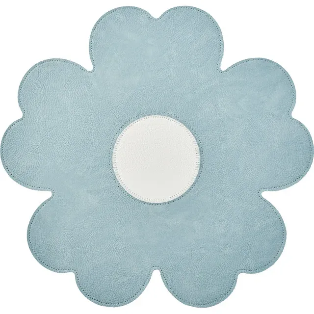 Suport pentru farfurie Ambition Pastello, piele ecologica, 38 cm, model floare, albastru