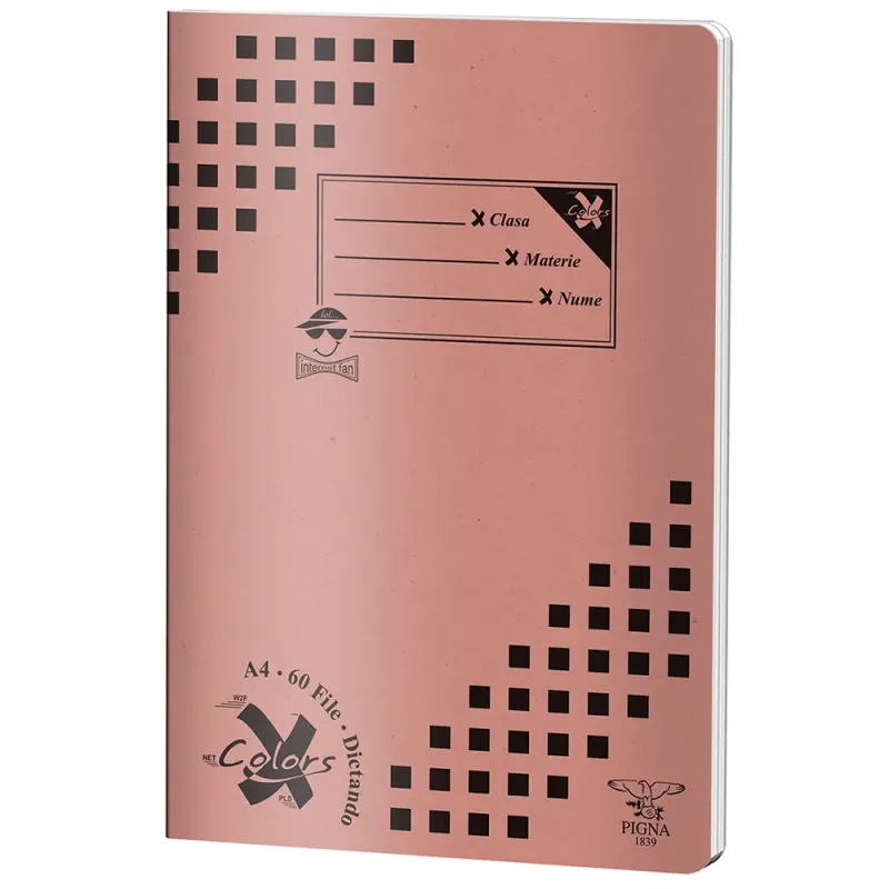 Caiet capsat Pigna Basic cu 60 de file A4, dictando, diverse culori