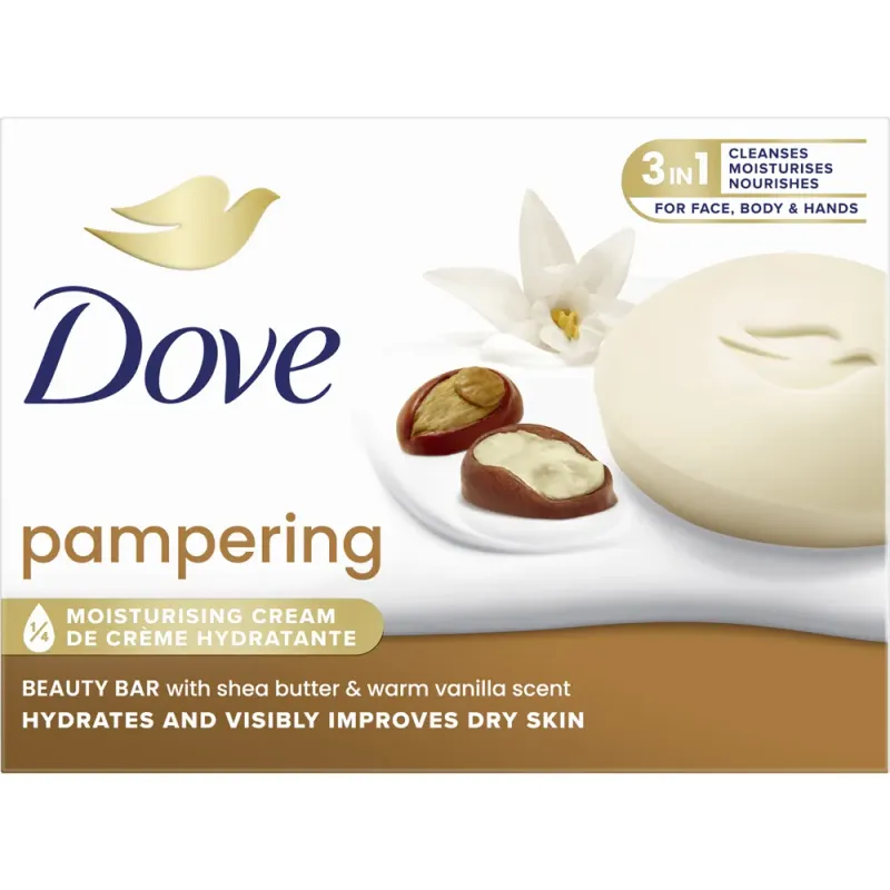 Sapun solid Dove Pampering, cu unt de shea si vanilie, 90 g