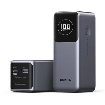 Baterie externa UGREEN PB724, 12.000 mAh, 100W, USB-C, USB-A, Gri