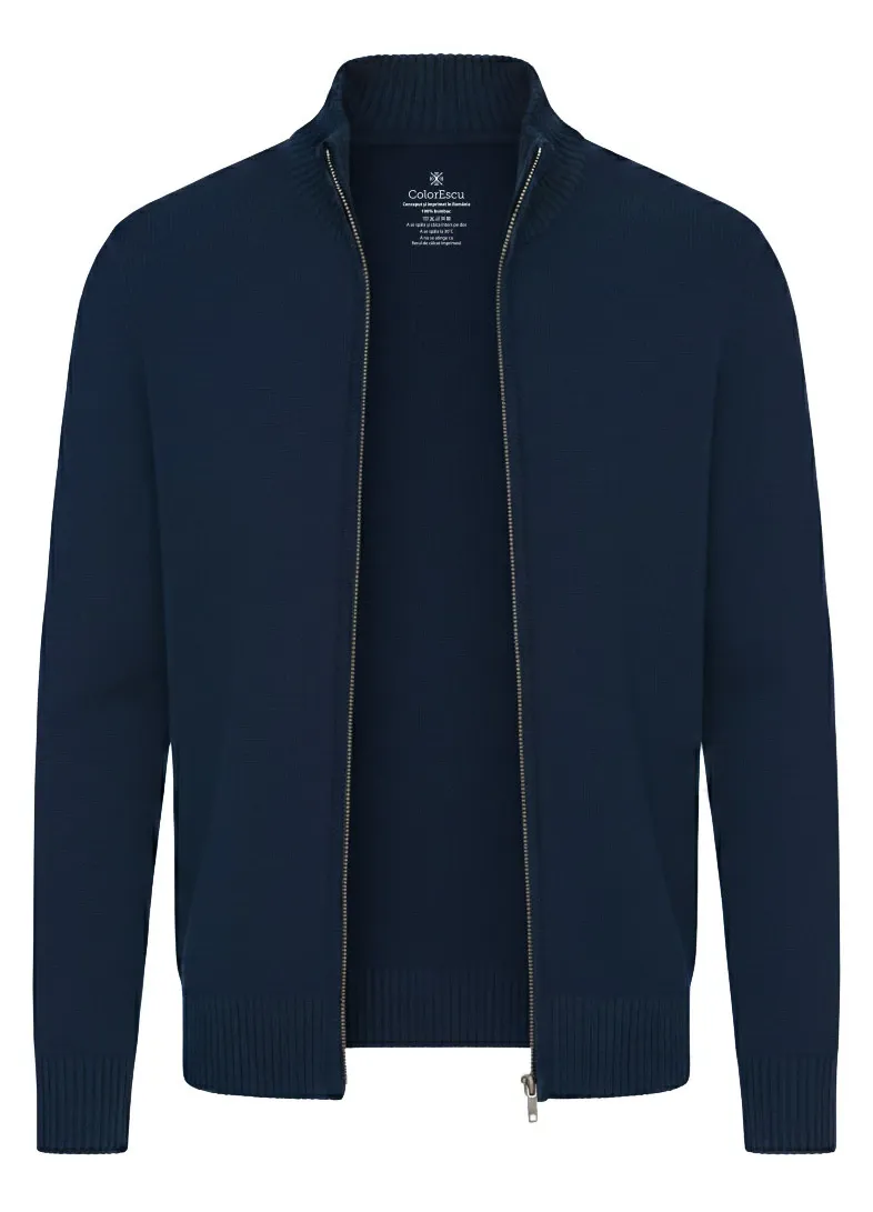 Cardigan cu fermoar, barbat, culoare bleumarin CH25 XL INTL
