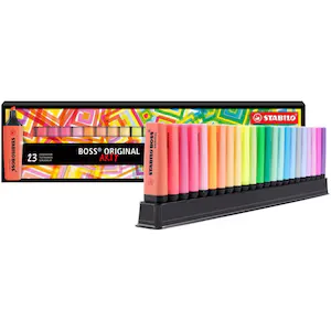 Textmarker Stabilo Boss Original Snooze, 23 bucati / set, cu suport de birou