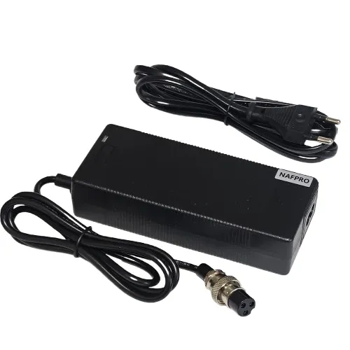 Incarcator trotinete electrice cu baterie 48V, output 54.6V / 2A, mufa aviation 3 pini 12mm mama, Nafpro