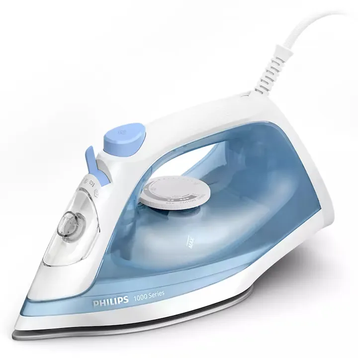 Fier de calcat cu abur, Philips, 2000 W, 90 g abur, rezervor 250 ml, alb/albastru