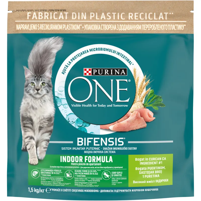 Hrana uscata pentru pisici Purina One, Indoor, Curcan, 1.5kg