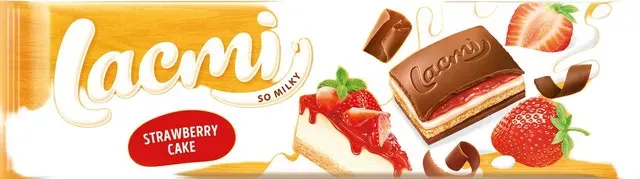 Ciocolata cu lapte, biscuiti si crema cu aroma de capsuni Roshen Lacmi, 275 g