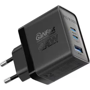 Incarcator retea PROMATE PowerPort-45, USB-C, GaN Fast Charging, Power Delivery (PD) 45W, negru