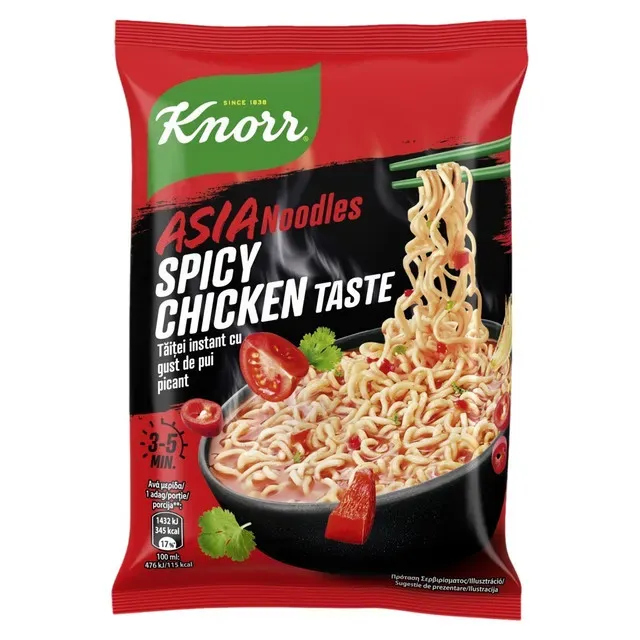 Taitei instant cu gust de pui picant Knorr Asia Noodles, 73 g