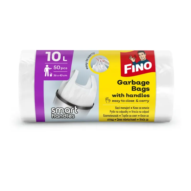 Saci menajeri cu sistem de inchidere tip maner, Fino, 10l, 50 bucati
