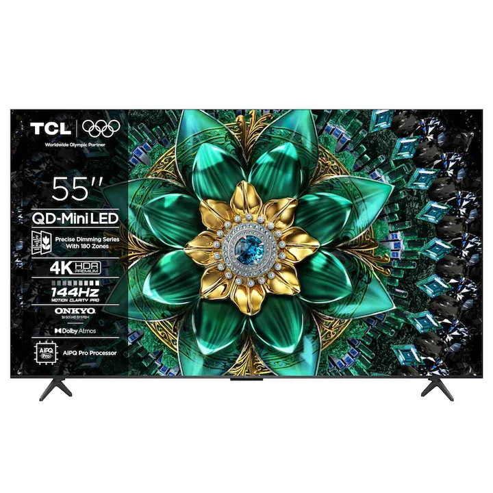 Smart Mini LED TCL 55Q6C, 139 cm, 4K, smart Google TV, Negru