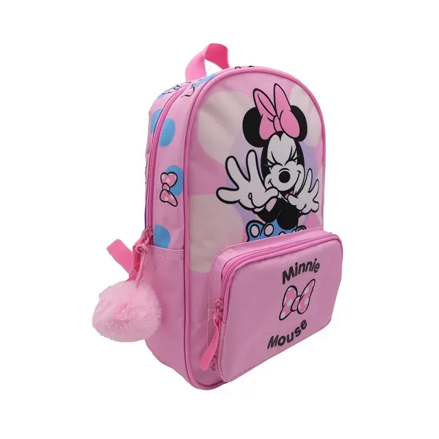 Ghiozdan cu 1 compartiment si buzunar frontal, model Minnie