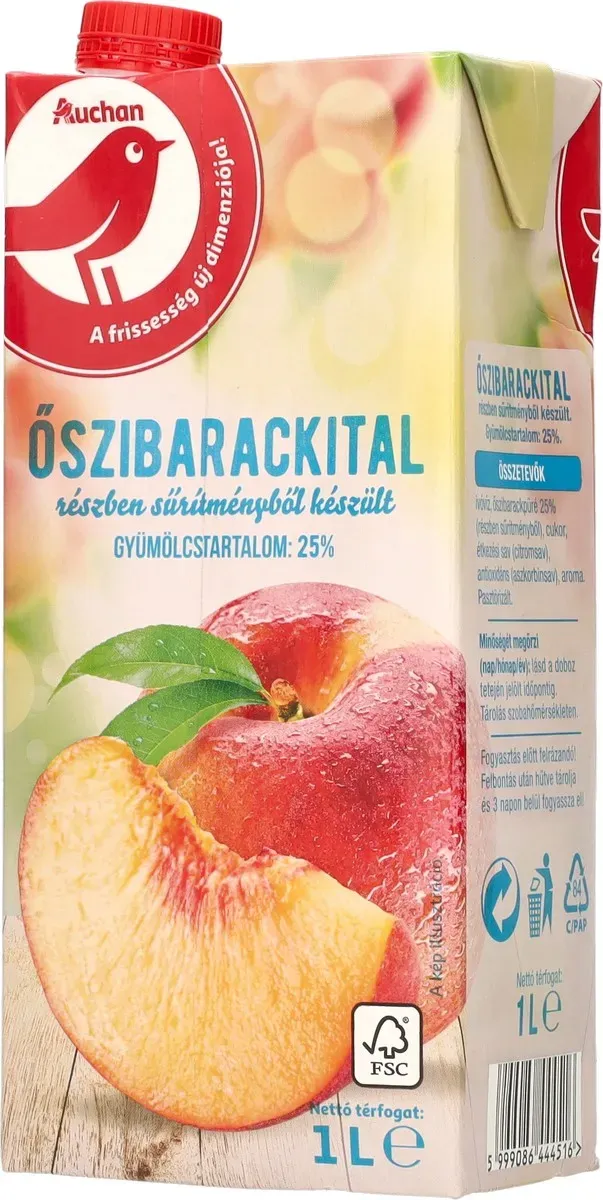 Bautura necarbogazoasa cu piure de piersica Auchan, 1