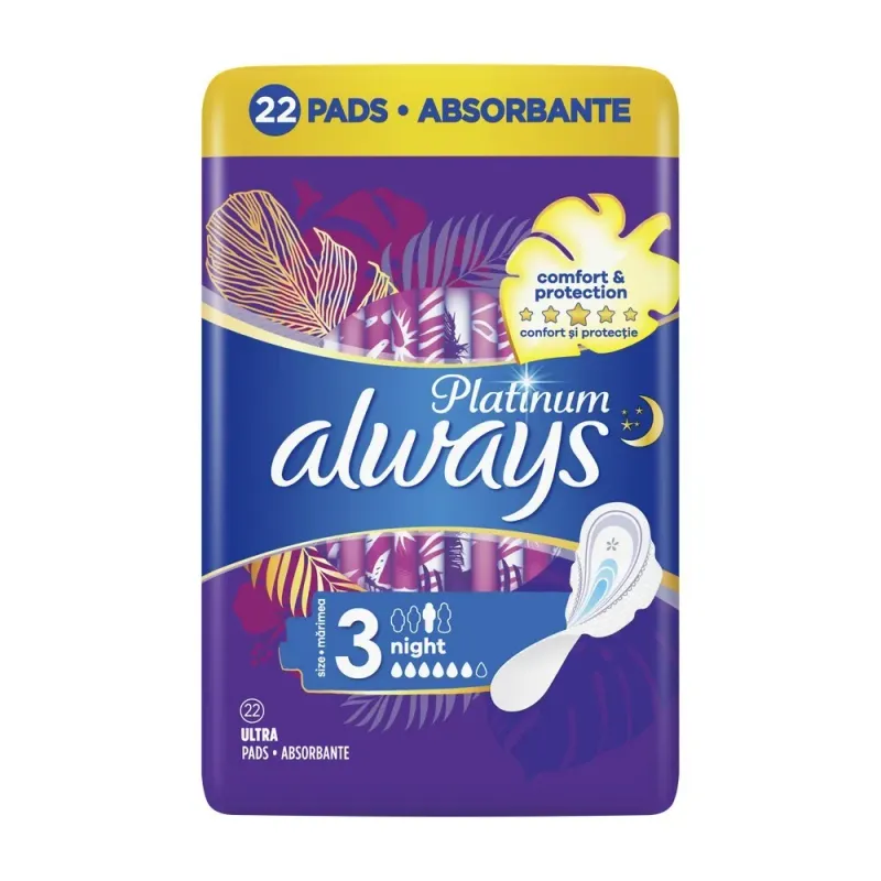 Absorbante Always Platinum Night, 22 bucati
