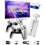 Stick consola de jocuri retro modernizat, stick de jocuri video HD clasic cu HDMI 4K, memorie de 128 GB, 23 de emulatoare incorporate, peste 20.000 de jocuri - USB wireless, potrivit pentru TV, computer, proiector, monitor, stick de jocuri cu control