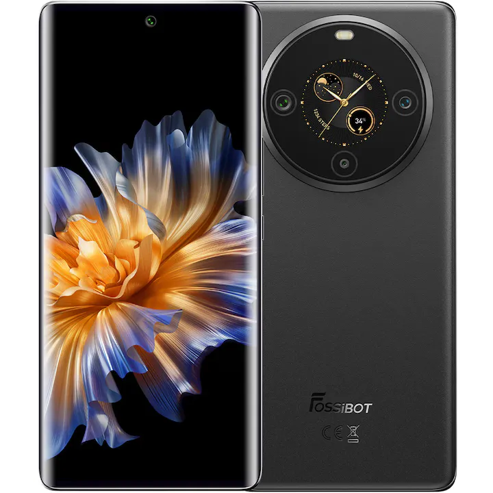 Telefon mobil FOSSIBOT S3 Pro, 4G, Dual SIM, Octa-Core G85, Dual Display 6.67-inch AMOLED + 1.09-inch Spate, 20GB RAM (6GB + 14GB ext), 128GB, Face Unlock, NFC, 5000mAh, Android 14, Black