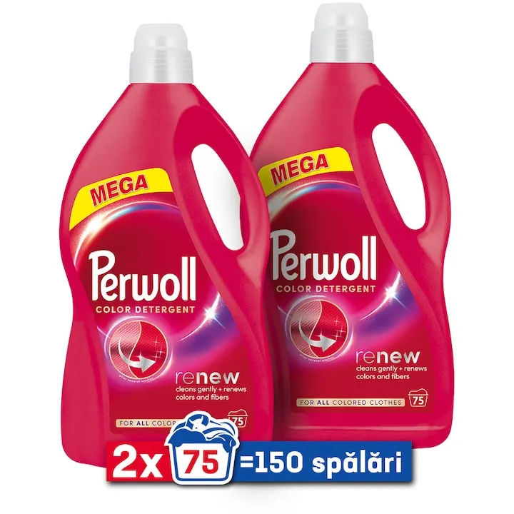Pachet 2 x Detergent lichid pentru rufe Perwoll Renew Color, 150 spalari, 6 L