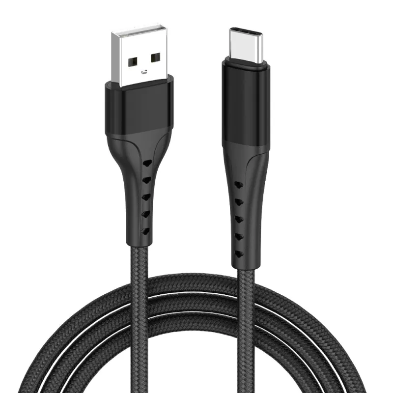 Cablu Lemontti Bending Aluminum USB-A la Type-C, Fast Charge, 1.2m, Negru