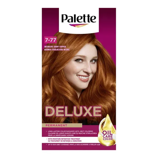 Vopsea de par Palette Deluxe 7-77, aramiu intens stralucitor, 135 ml