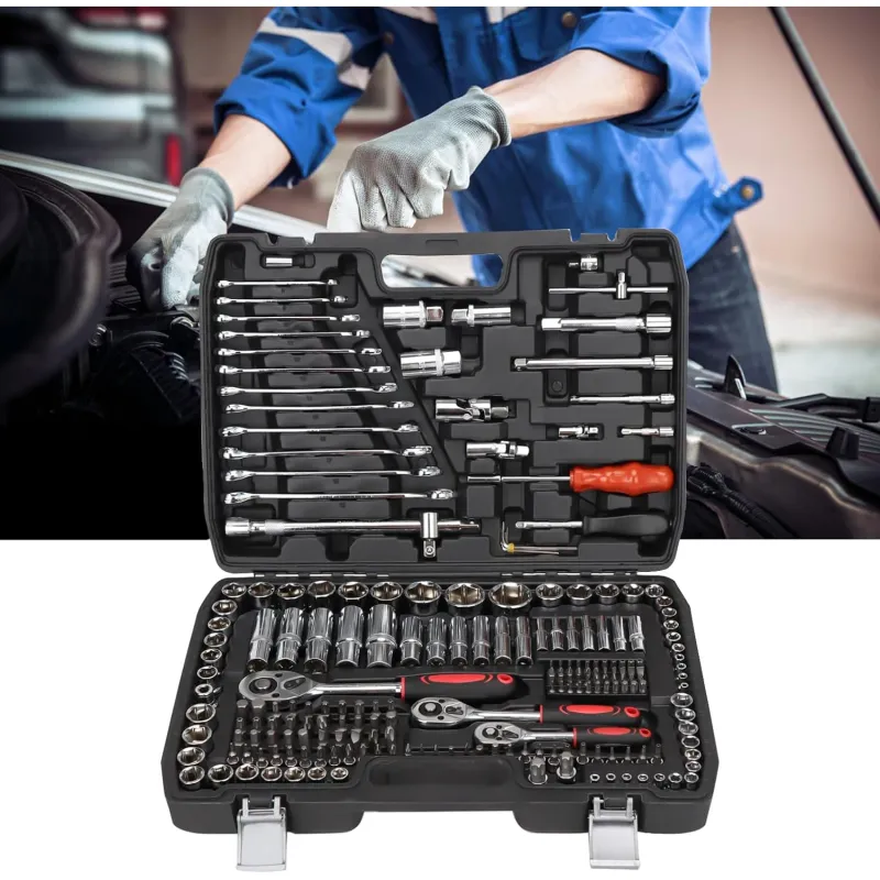 Trusa scule 216 piese, Feicaeesa®, auto repair tool, cutie armata, metal, Negru