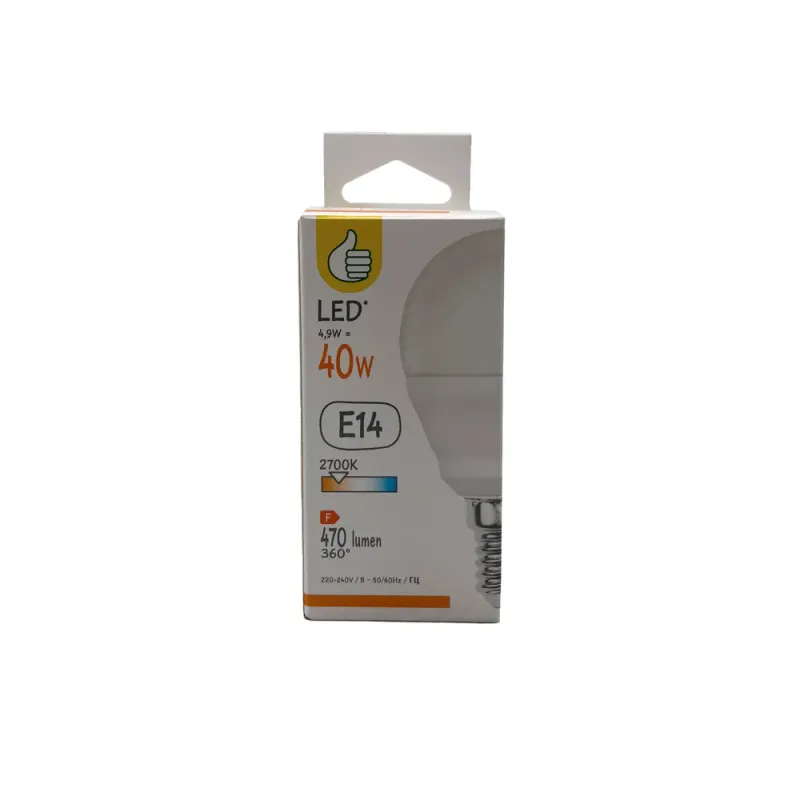 Bec LED Auchan, E14, 40 W, lumina calda
