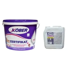 Vopsea superlavabila interior, Kober Zertifikat Plus, alb, 15 L + amorsa Kober