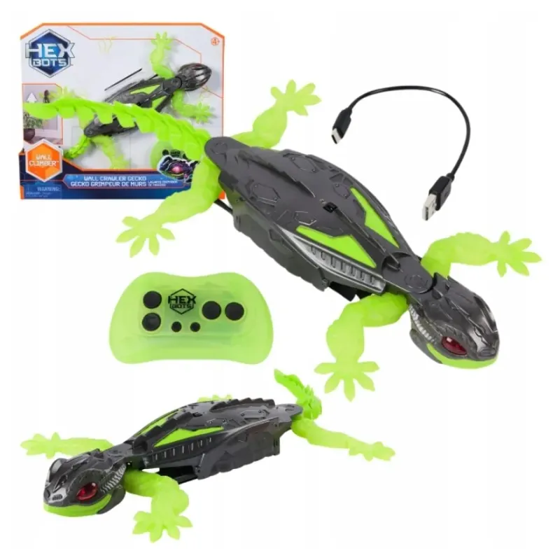 Geko interactiv RC Hexbots, Spin Master, catarare pe pereti, 35 cm, verde