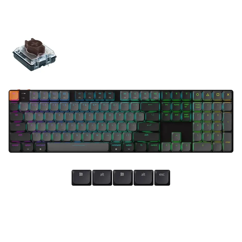 Tastatura Mecanica Wireless Keychron K5 QMK Version 2, Bluetooth 5.2, Shine-Through, RGB LED, Hot-Swappable, Low Profile 2.0 Mechanical Switch Brown