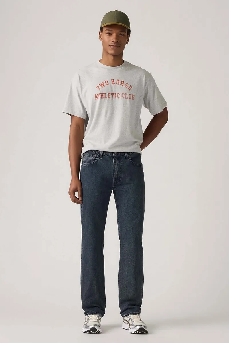 Levi's, Blugi relaxed fit cu croiala dreapta 555, Albastru inchis