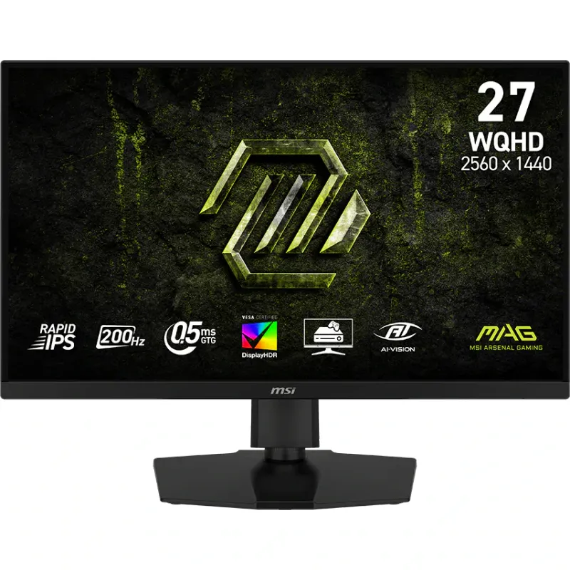 Monitor Gaming MSI MAG 274QPF E20, 27", WQHD (2560 x 1440), Fast IPS, 200Hz, 0.5ms GtG, AMD FreeSync™ Premium, VESA DisplayHDR 400, HDMI, DisplayPort, Pivot, Negru