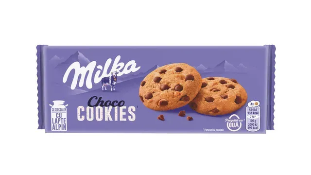 Fursecuri cu bucati de ciocolata cu lapte Milka Choco Cookies, 135 g