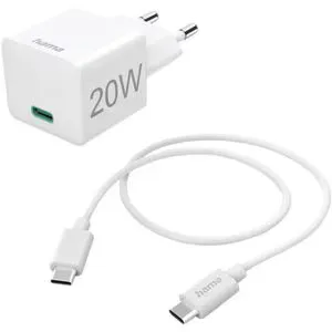 Incarcator retea HAMA 201675, 1xUSB-C, Power Delivery (PD), 20W, Cablu USB-C, alb