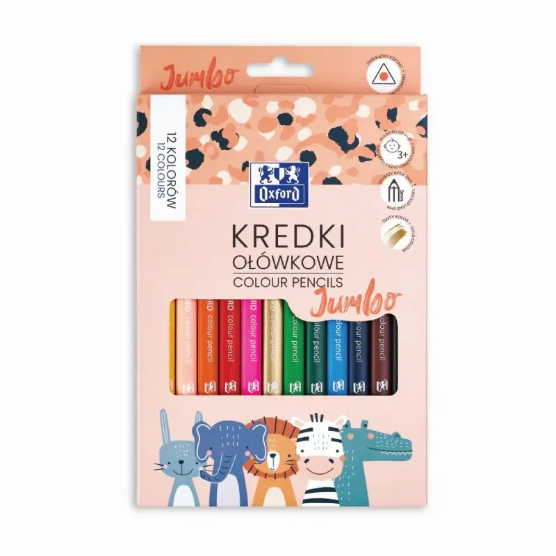 Set creioane colorate Oxford Jumbo, varf 5 mm, 12 culori