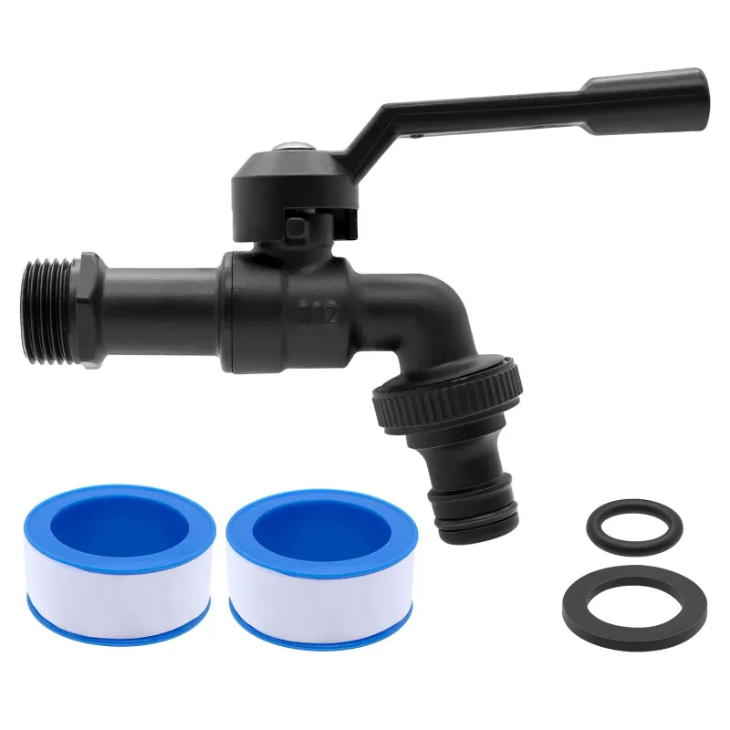 Robinet de gradina din alama 3/4 inch, nuc tricolor solid, acoperire cu nichelat, rezistent la rugina si antigel, set complet cu fitinguri de asamblare, adaptabil pentru bucatarie, balcon si gradina
