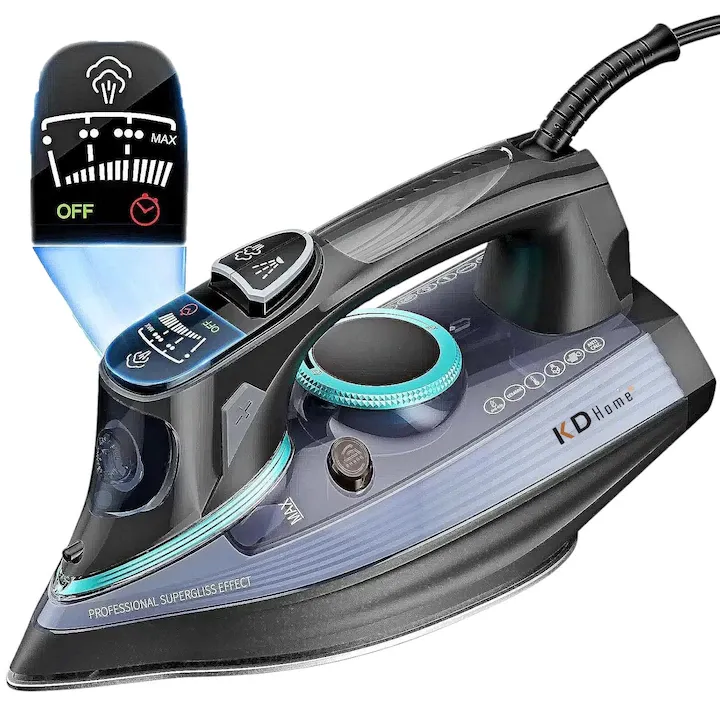 Fier De Calcat KD Home® SteamForce, Putere Aparat 3200W, Cu Abur, Jet Abur 280 g/min, Talpa Ceramica Air Glide, Ecran Digital, Rezervor Apa 500 ml, Incalzire Ultra Rapida, Maner Ergonomic, Functie Siguranta Auto Shut OFF La Cadere, Functie Auto Curatare