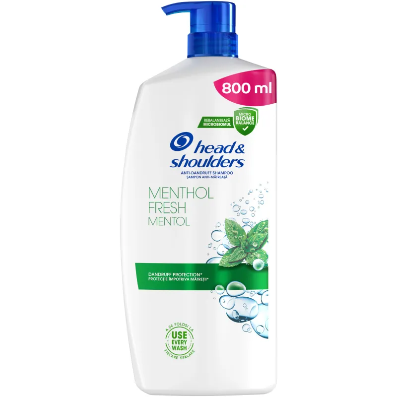 Sampon anti-matreata Head & Shoulders Menthol Fresh pentru orice tip de par, 800 ml