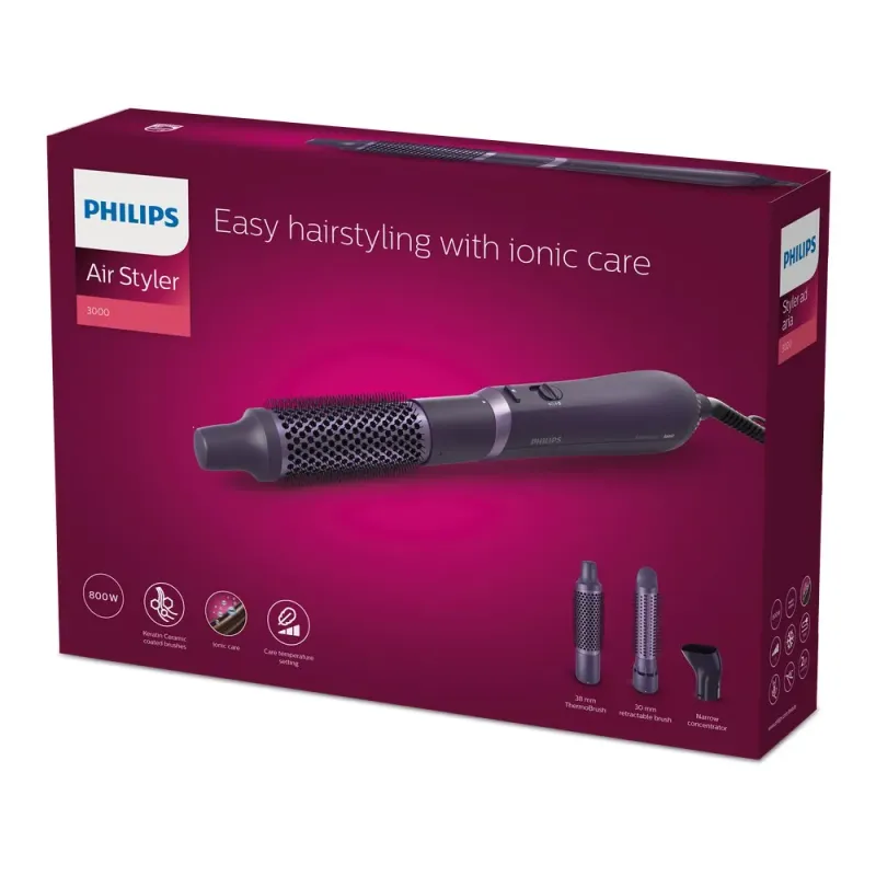 Perie cu aer cald Philips BHA305/00, 800W, 2 trepte de viteza, mov