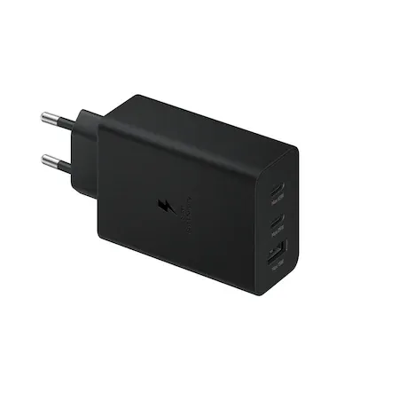 Incarcator retea 65 W trio Super Fast Charge 1x USB-C 65W 1x USB-C 25W 1x USB-A 15W, compatibil cu Samsung, Huawei, Xiaomi, Oppo, Negru