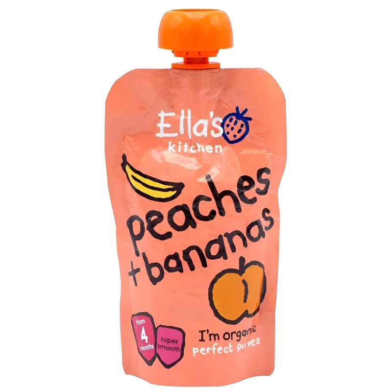 Piure cu piersica si banana Ella's Kitchen, de la 4 luni, 120 g