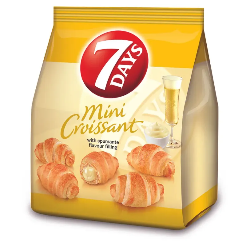 Mini croissante cu umplutura cu crema cu aroma de vin spumant 7 Days, 185 g