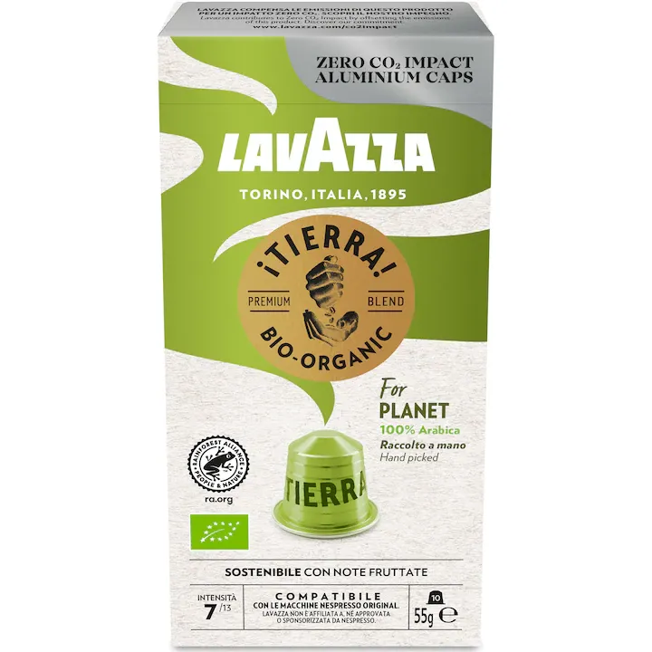 Cafea capsule, Lavazza Tierra Bio, compatibile Nespresso, aluminiu, 10 buc x 5.7 g